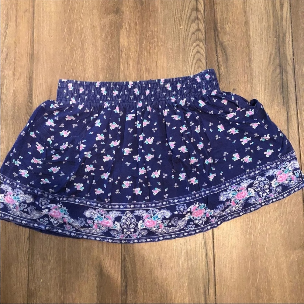 Purple Floral Skirt with Pockets